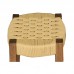Wooden Wicker Braided Big Size Set of 2 Stool and Table Set Natural Color