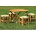 Wooden Wicker Braided Big Size Set of 2 Stool and Table Set Natural Color