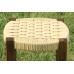 Walnut Color Wooden Wicker Braided Small Size Stool
