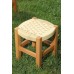 Wooden Wicker Braided Big Size Set of 2 Stool and Table Set Natural Color