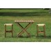 Wooden Wicker Braided Small Size Set of 2 Stool and Table Set Walnut Color