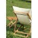 Folding Wooden Sunbed Set for 2 People with Water-Resistant Cushions and Footstool (Ecru)