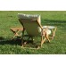 Folding Wooden Sunbed with Cream Waterproof Cushion and Footstool