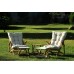 Folding Wooden Sunbed Set for 2 People with Water-Resistant Cushions and Footstool (Ecru)