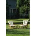 Folding Wooden Sunbed Set for 2 People with Water-Resistant Cushions and Footstool (Ecru)