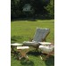 Folding Wooden Sunbed with Cream Waterproof Cushion and Footstool
