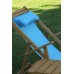 Folding Wooden Sunbed with Blue Waterproof Cushion and Footstool