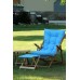 Folding Wooden Sunbed with Blue Waterproof Cushion and Footstool