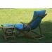 Folding Wooden Sunbed with Blue Waterproof Cushion and Footstool