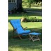 Folding Wooden Sunbed with Blue Waterproof Cushion and Footstool