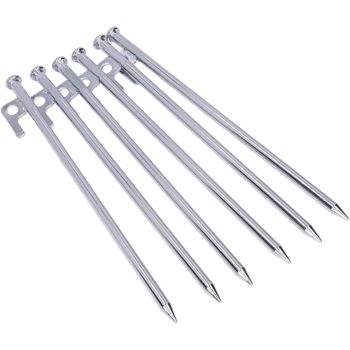 Çadır Kazığı Gri 20 cm 10 adet, Kamp Bahçe Zemin Kazığı, Demir Kancalı Kazık, Çadır Kazık Seti