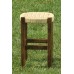 Walnut Color Wooden Wicker Braided Small Size Stool